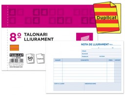 Talonario Liderpapel Entregas 8º apaisado 50 juegos duplicado texto en catalán
